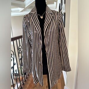 J.Crew, navy and cream striped sequin blazer. New with tags size XS.
